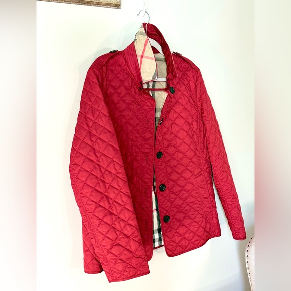 Burberry Quilted Jacket Red Classic Nova Plaid Check Lining Size XL - Picture 4 of 13